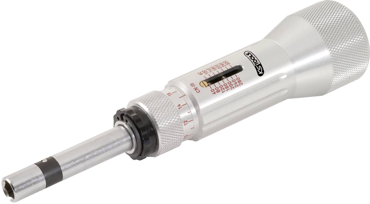 Mikrometer-Drehmomentschlüssel aus Metall mit Skala zur genauen Drehmomenteinstellung.