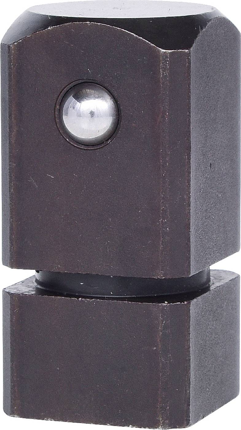 Metallisches Bauteil mit einer kugelförmigen Linse in der Mitte. Wird oft in Maschinen oder Geräten verwendet.