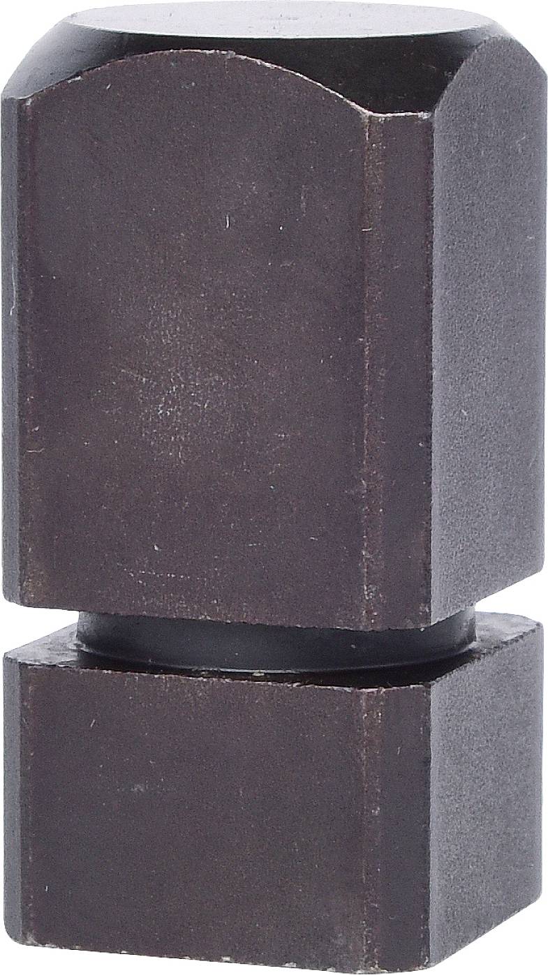 Eine dunkelbraune Metallklemme mit rechteckiger Form, bestehend aus zwei verbundenen Teilen. Geeignet zur Fixierung von Gegenständen.