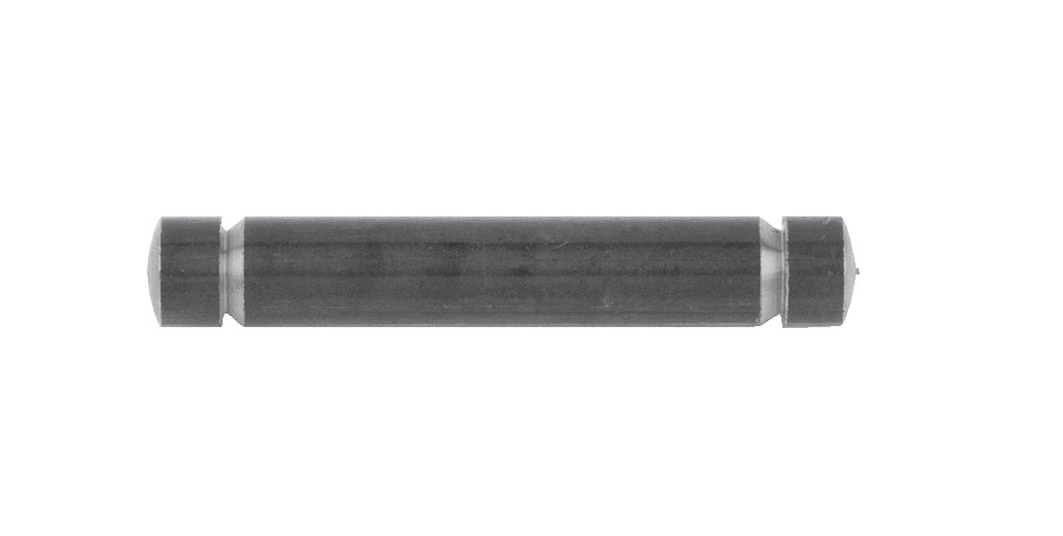 Zylindrisches Metallteil mit Schraubverschluss an beiden Enden, vor weißem Hintergrund.