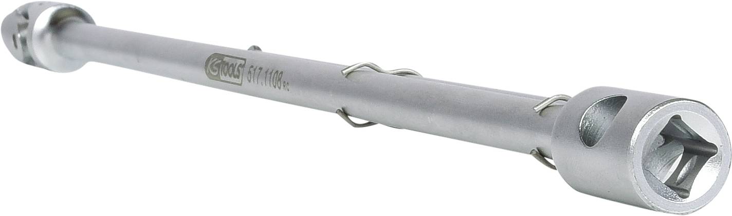 Ein langer, grauer Hebel mit zwei quadratischen Endöffnungen, verwendet zum Anziehen oder Lösen von Schrauben.