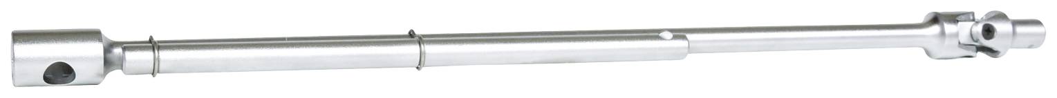 Ein silbernes Metallrohr mit glatter, glänzender Oberfläche, zeigt zylindrische Form mit zwei Verdickungen in regelmäßigen Abständen.