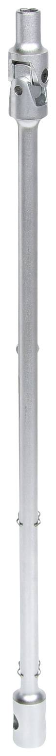 Ein langer, silberner Metallstab mit mehreren gleichmäßig verteilten Befestigungsschrauben entlang der Länge.