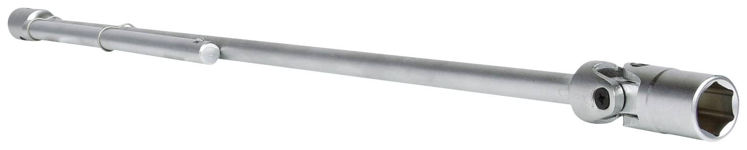 Teleskop-Ratschenstange aus Metall mit Schiebestück und Schlüsselkopf, verwendet zum Lösen oder Festziehen von Muttern und Schrauben.