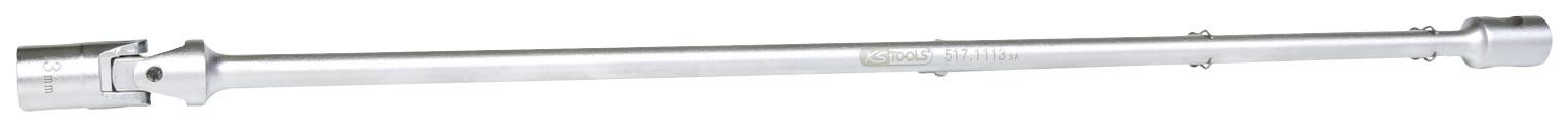 Ein langer, silberner Metallstab, möglicherweise ein Drehmomentschlüssel, liegt horizontal.