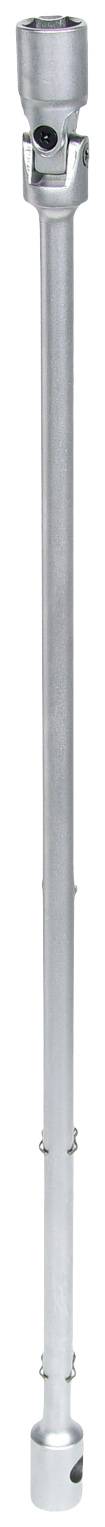 Ein silberner, länglicher Metallstab mit einem breiten Ende oben und einem schmaleren Ende unten. Wird oft für Sanitärinstallationen genutzt.
