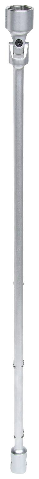 Ein langer, silberner Metallstab, möglicherweise Teil eines technischen Geräts oder einer Vorrichtung.