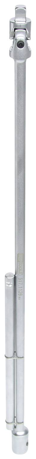 Langer, schmaler Metallhebel mit Befestigungselementen an beiden Enden, möglicherweise Teil eines größeren mechanischen Systems.
