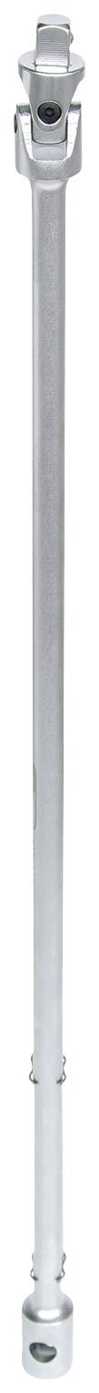 Ein langer, metallischer Stützpfosten mit verstellbaren Enden, der häufig in Bauprojekten zur Unterstützung von Strukturen verwendet wird.