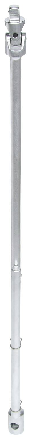 Ein silbernes Teleskoprohr, möglicherweise ein Baugerät. Es hat Abschnitte, die für Höhenverstellung geeignet sind.