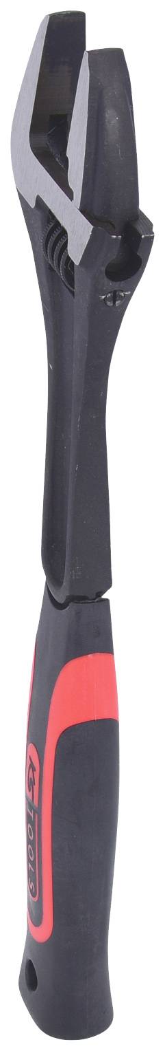 Eine schwarze und rote Zange steht aufrecht. Die Zange hat einen ergonomischen Griff und ist für verschiedene Schneid- und Greifarbeiten geeignet.