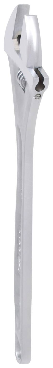 Ein verstellbarer Schraubenschlüssel aus Metall mit silbernem Finish.