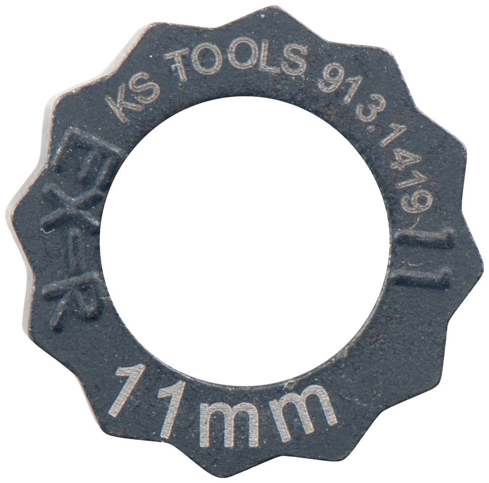 'KS TOOLS 913.1419 11mm' Ring aus Metall, gezackt, Werkzeugbeschriftung.
