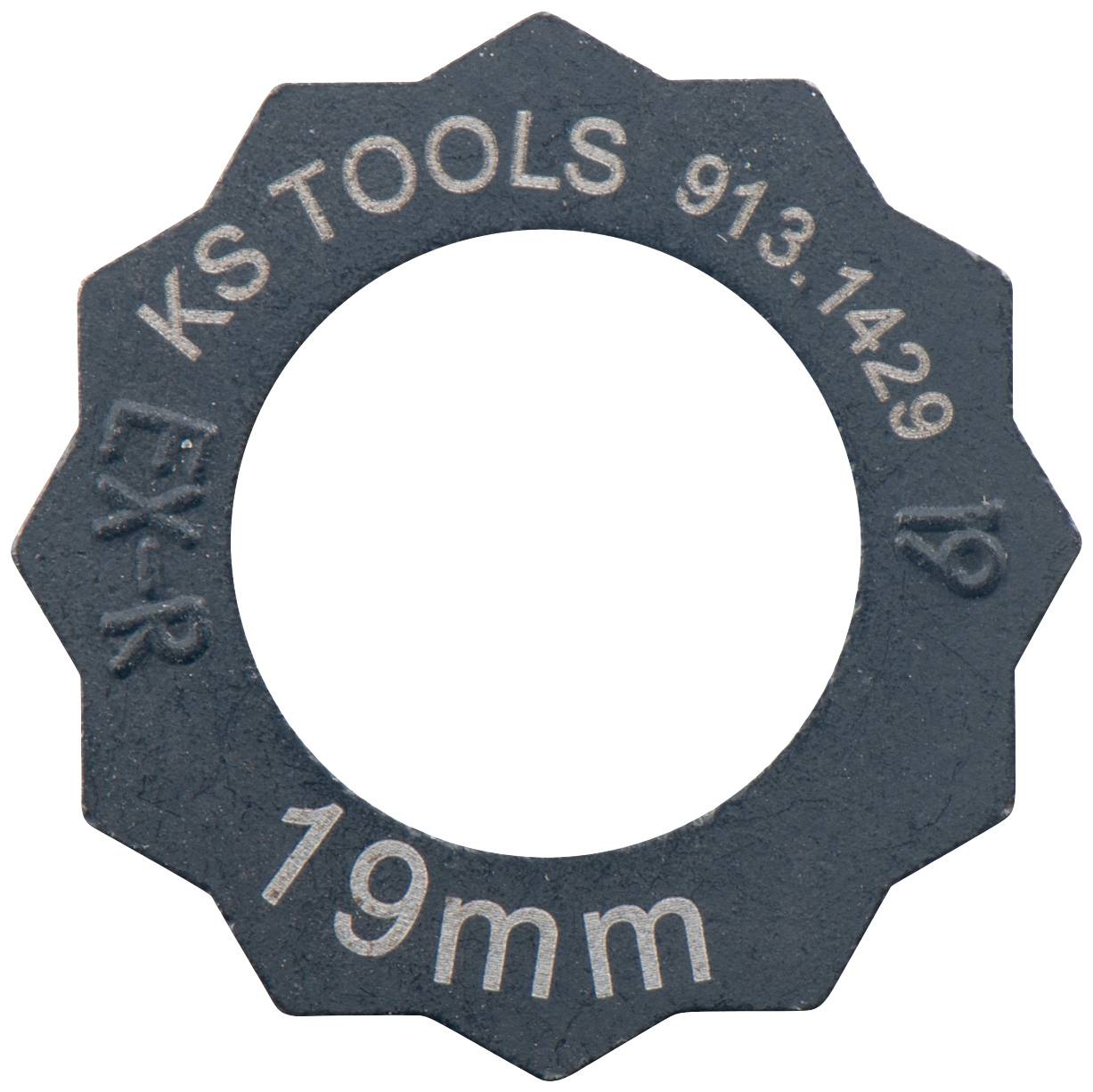 Metallring mit Aufschrift 'KS TOOLS 913.1429' und '19mm'. Es ist ein Werkzeugteil, vermutlich ein Nuss für Schraubenmuttern.