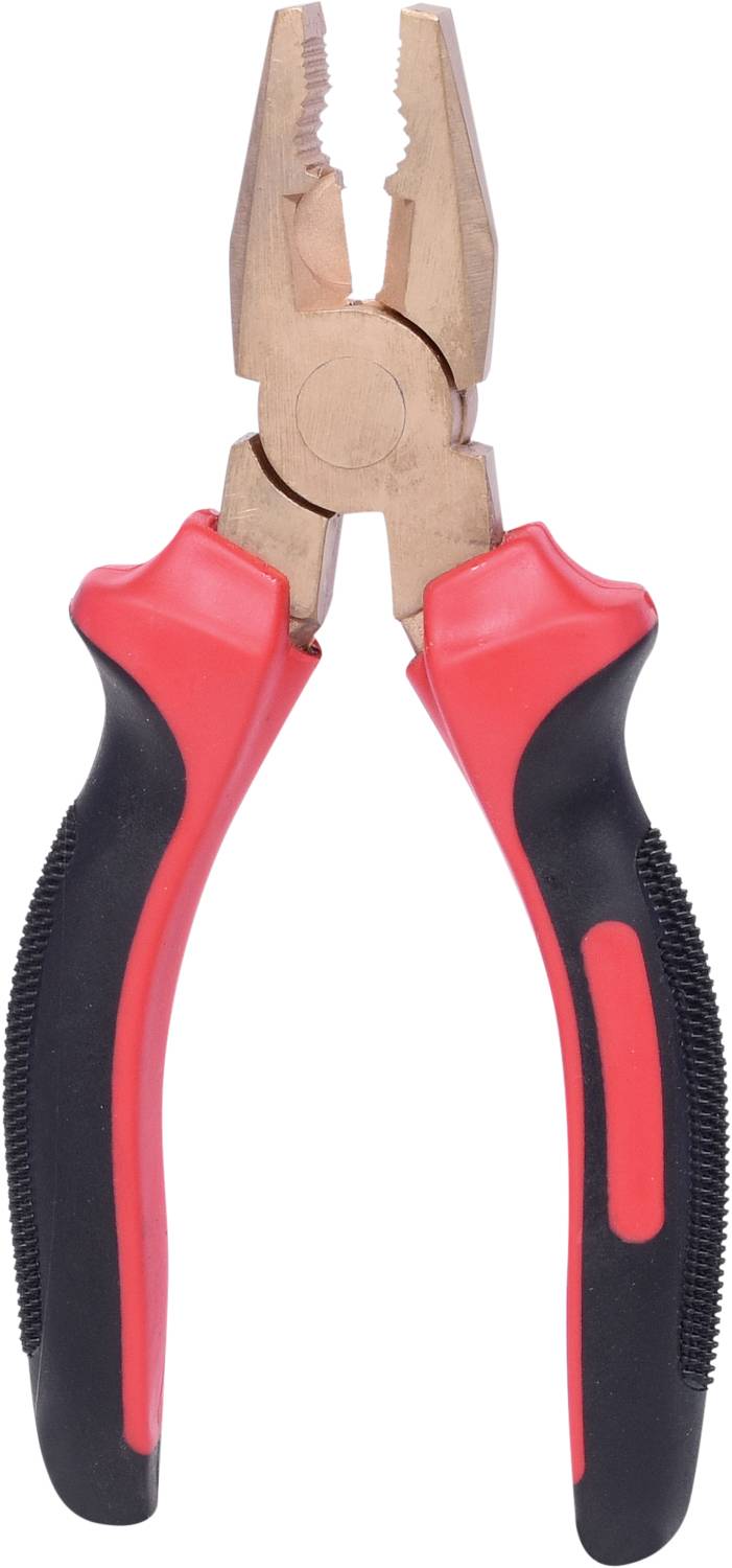 Rote Zange mit schwarzem Griff, isoliert auf weißem Hintergrund. Geeignet für handwerkliche Arbeiten.