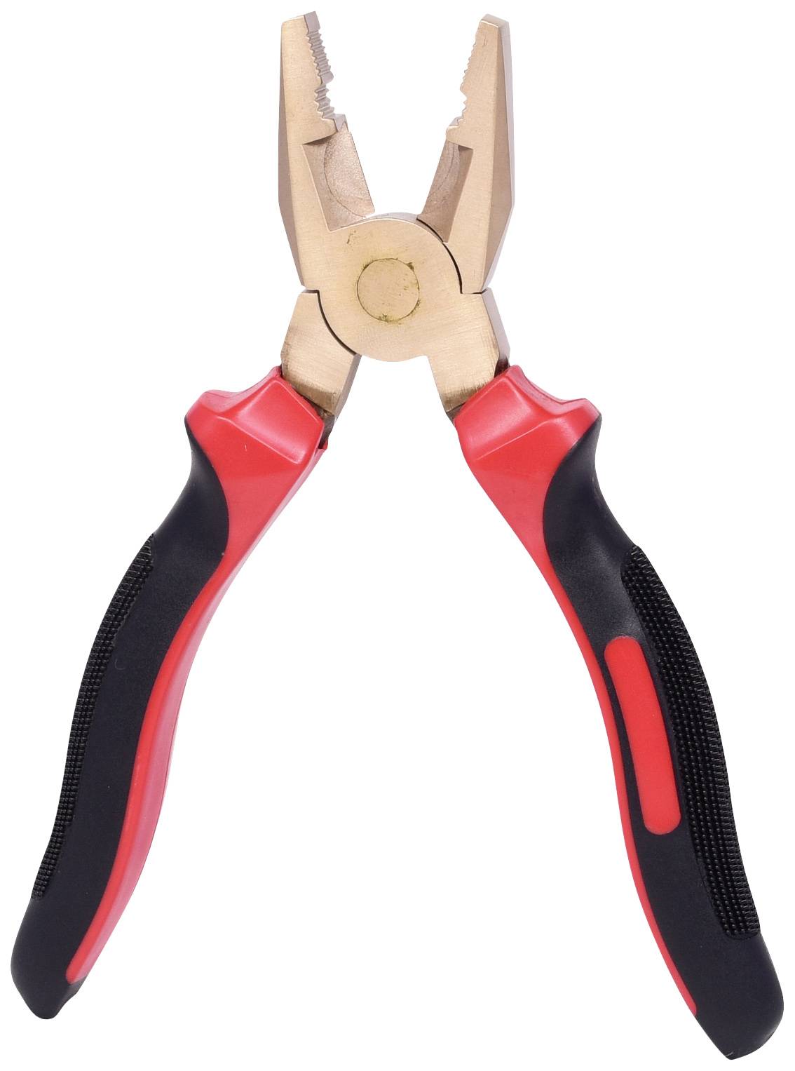 Rote und schwarze Zange mit isolierten Griffen, geeignet für Arbeiten an elektrischen Anlagen zum Schutz vor Stromschlägen.