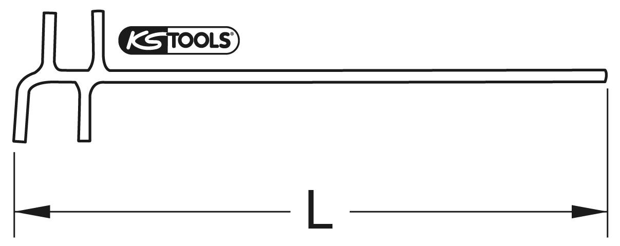 Diagramm eines T-Schlüssels von 'KS TOOLS' mit markierter Länge 'L'.
