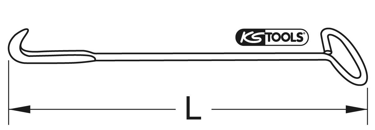 'L'-förmiges Hakenzieher-Werkzeug von KS Tools, verwendet zum Ziehen, mit gekrümmtem Haken an einem Ende und einem Griff am anderen.