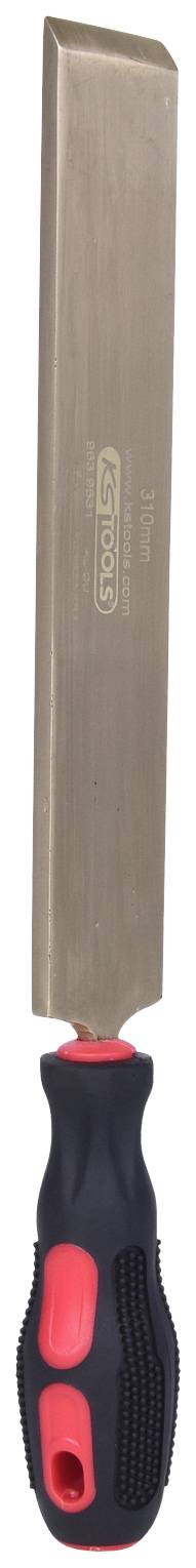 Stechbeitel mit schwarzem und rotem Griff, verwendet zum Holzschnitzen und Bearbeiten von Holzoberflächen.