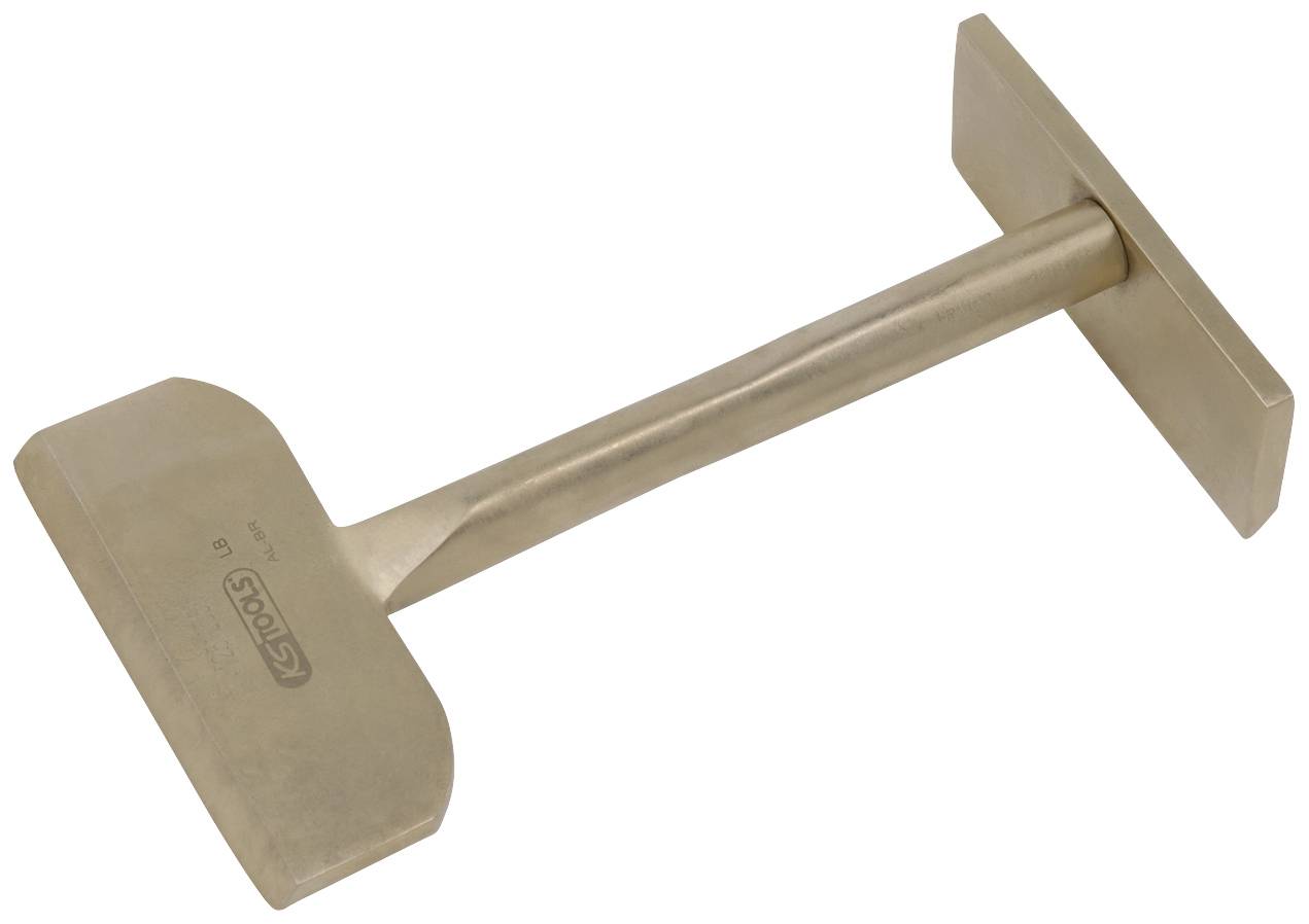 Ein bronzefarbener Hammer mit flachem quadratischem Kopf, geeignet für spezielle Anwendungen in der Industrie oder Werkstatt.