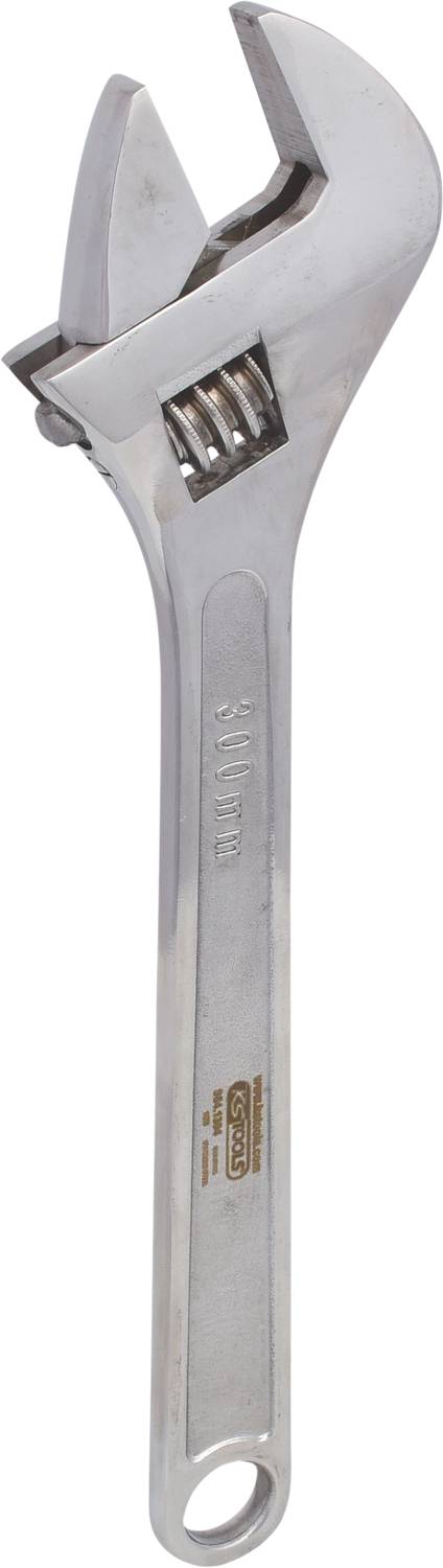 Verstellbarer Schraubenschlüssel aus Metall mit einer gezahnten Einstellschraube, geeignet zum Lösen oder Festziehen von Schrauben und Muttern.