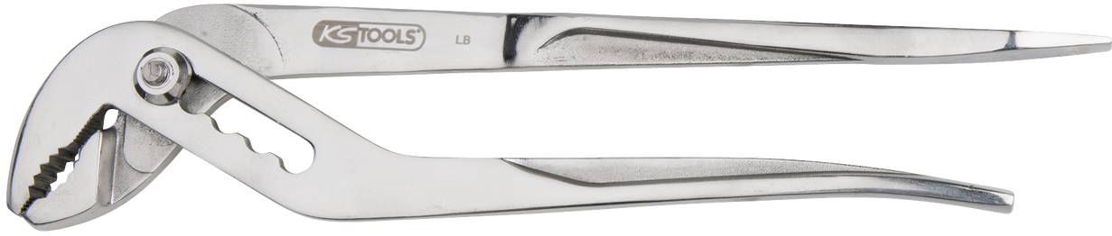 Silberne Zange mit verstellbaren Klemmen, Markenlogo 'KS TOOLS'. Ideal für Greif- und Haltearbeiten in Werkstätten.