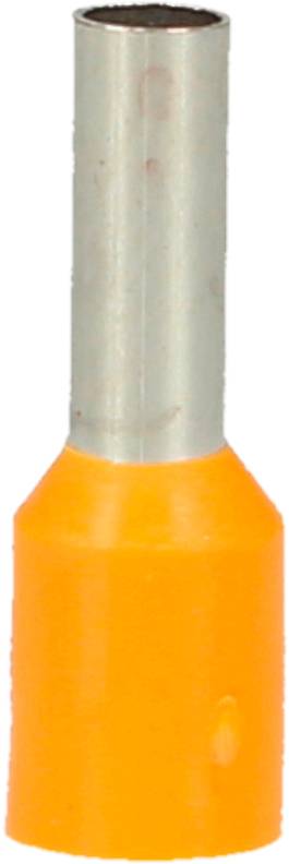 Orange isolierte Kabelschuhhülse mit metallischem Anschluss.