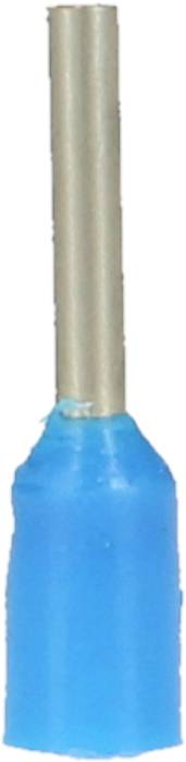 Ein blauer Flachstecker mit isolierter Hülse, geeignet zur Anbringung an elektrische Kabel, für sichere Verbindungen.