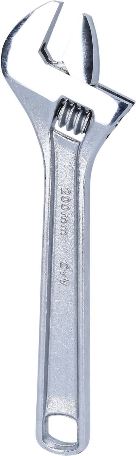 Ein verstellbarer Schraubenschlüssel aus Metall mit einer Gravur '300mm' und 'CWJ' auf dem Griff.