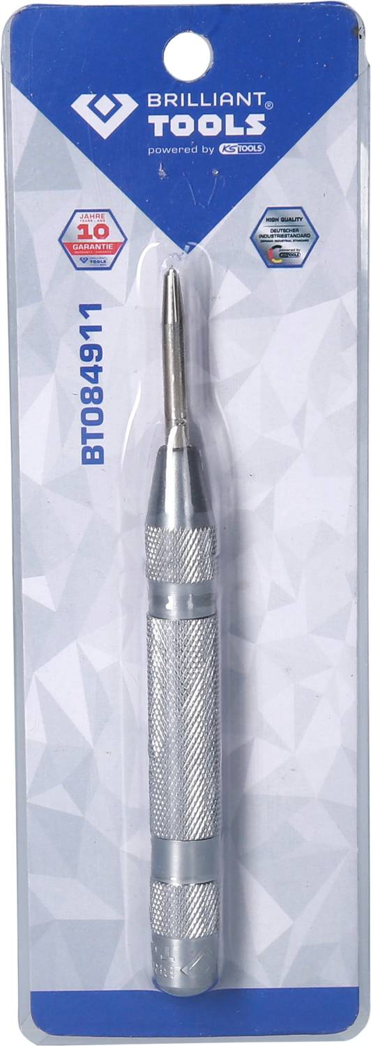 Verpackung zeigt einen silbernen Schraubendreher mit rutschfestem Griff und auswechselbaren Spitzen. Marke: 'Brilliant Tools'.