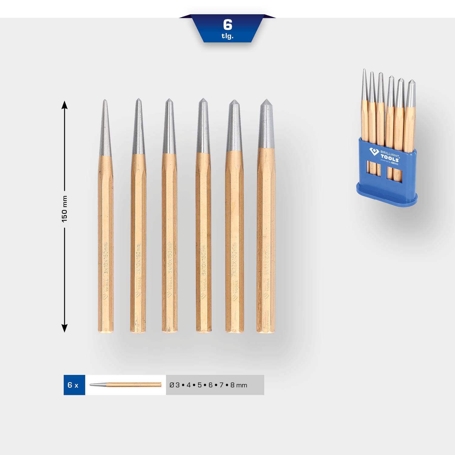 Körner-Satz, 6-tlg Brilliant Tools BT085080