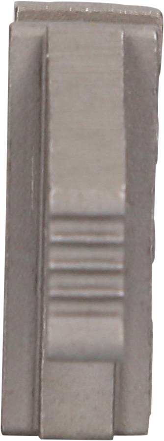 Eine Nahaufnahme eines grauen, metallischen Bauteils mit mehreren horizontalen Rillen auf der Oberfläche, möglicherweise ein Maschinenteil.