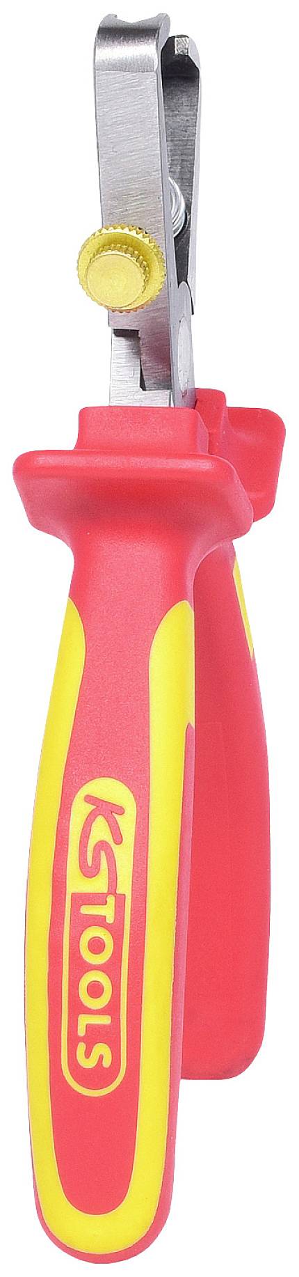 Isolierzangen mit rotem und gelbem Griff, geeignet für präzises Arbeiten, Markenlogo 'KS Tools' auf Griff.