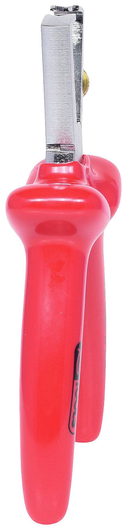 Rote Gartenschere aus Kunststoff, mit silberner Klinge.