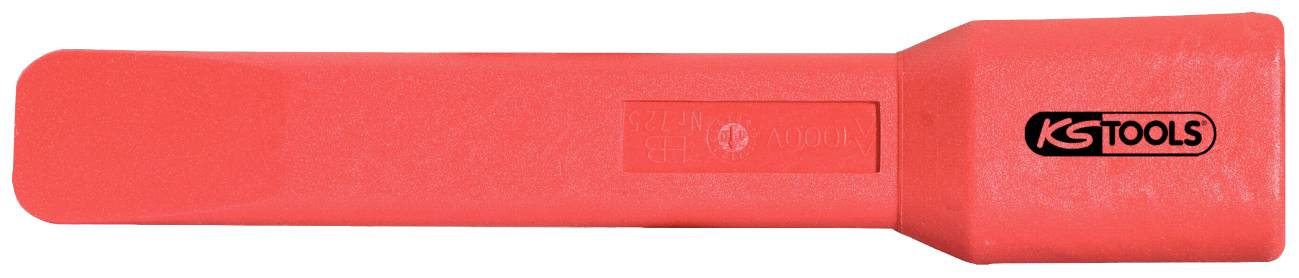 Ein roter Kunststoffkeil mit der Aufschrift 'KS TOOLS' an der Seite, vermutlich ein Werkzeug zum Lösen oder Abheben von Materialien.