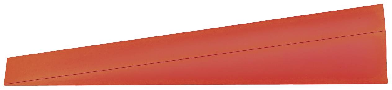 Ein leuchtend orangefarbenes Papierflugzeug, das leicht nach oben geneigt ist.