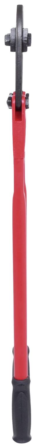 Roter Schraubenschlüssel mit schwarzem Griff, vertikal ausgerichtet.