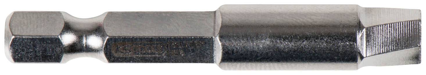 Ein Schraubendreher-Bit aus Metall mit sechseckiger Spitze und glatter Oberfläche, geeignet für Schraubarbeiten.