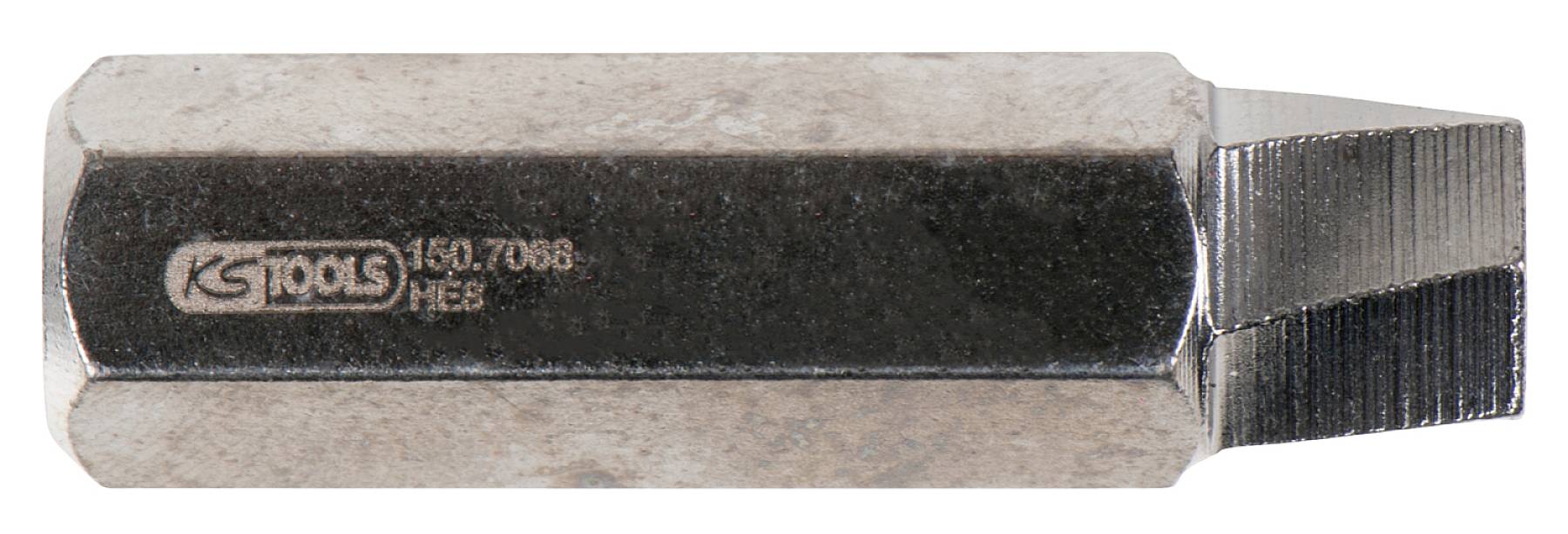 Metallischer Bolzen mit abgeschrägter Spitze und eingraviertem Logo 'KS Tools' sowie einer Seriennummer. Verwendet zur Reparatur.