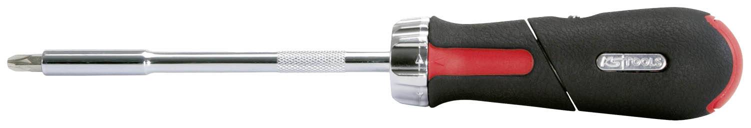 Ein Kreuzschlitz-Schraubendreher mit ergonomischem Griff und Metallklinge.