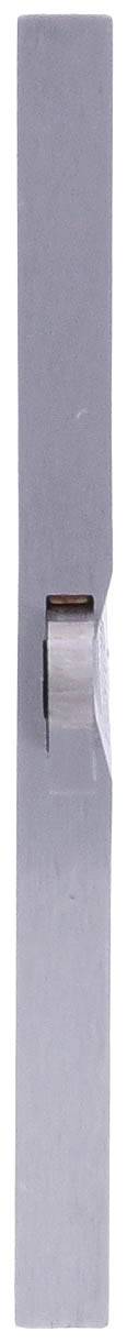 Silbernes Schneidemesser mit schmaler Klinge und scharfem Rand, vertikal ausgerichtet. Ideal für präzises Schneiden.