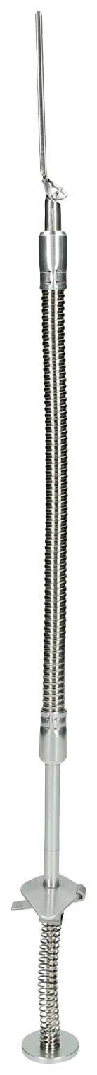 Eine lange, flexible Edelstahlantennenmontage mit Gewinde und Befestigungskopf, geeignet für Schiffe oder Fahrzeuge.