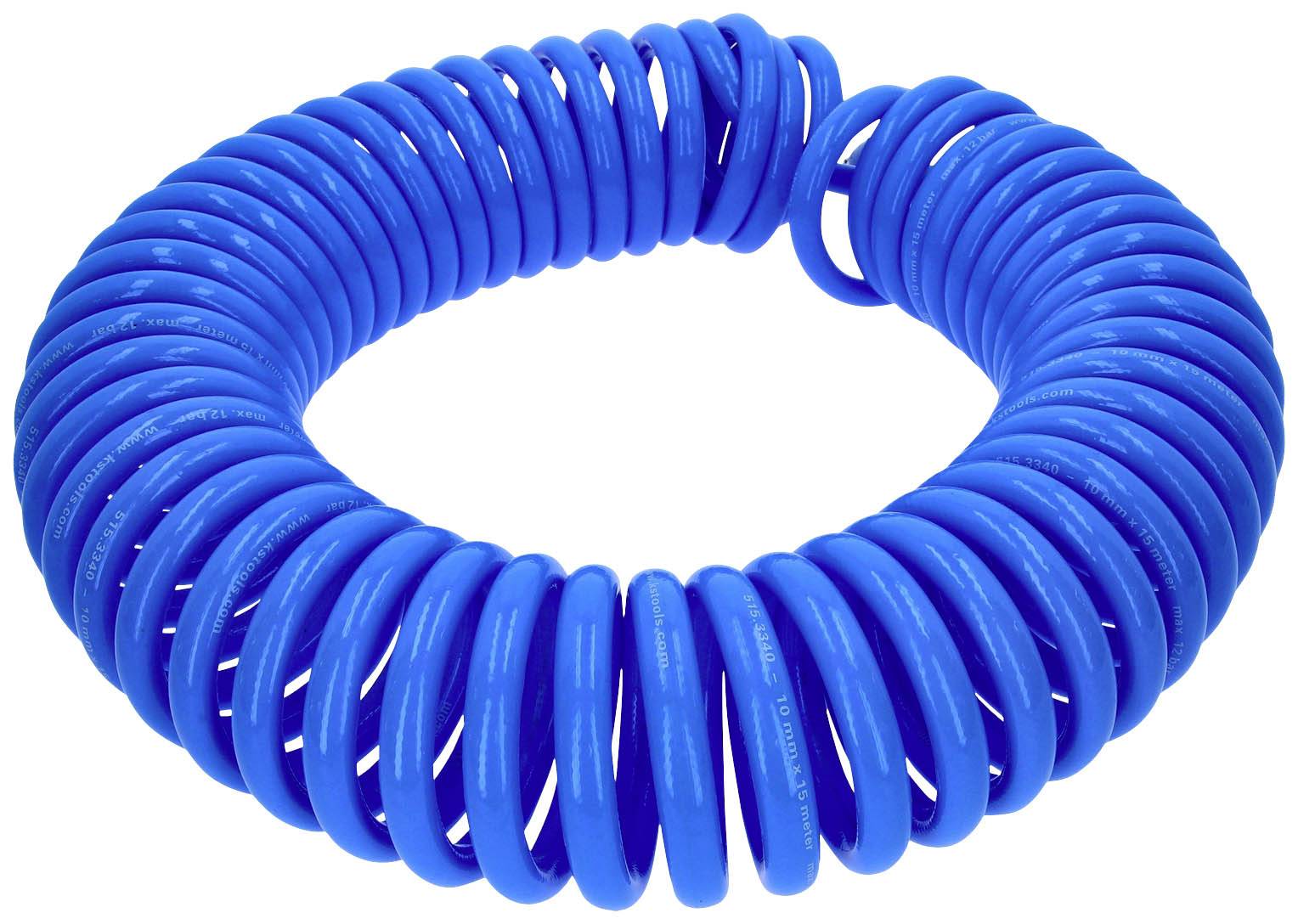 Blaues, spiralförmiges Kabel in runder Form.