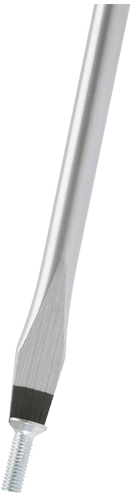 Spitzer Metallstab mit Gewinde am Ende, möglicherweise Teil eines Werkzeugs oder Geräts.