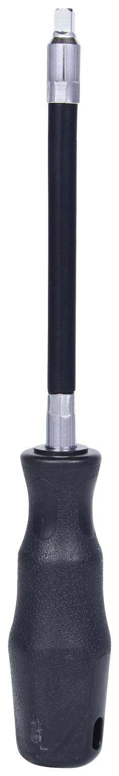 Ein schwarzer Schraubendreher mit geradem Griff und einer langen, flexiblen Welle in der Mitte.