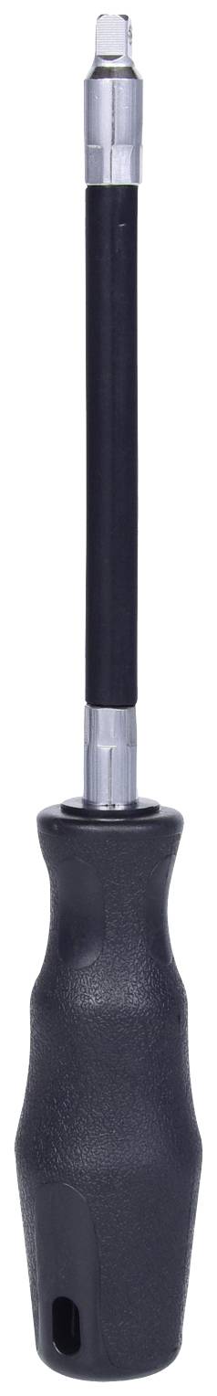 Schraubendreher mit schwarzem Griff und langem, zylindrischem Metallgriff.