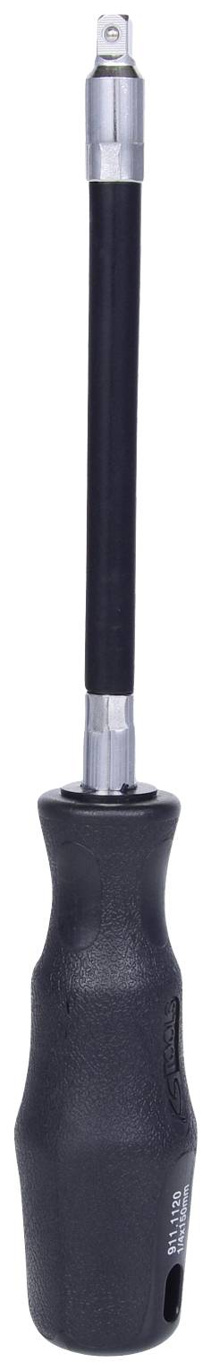 Schwarzer Schraubendreher mit flexiblem Schaft und ergonomischem Griff, geeignet für schwer zugängliche Stellen in der Montagearbeit.