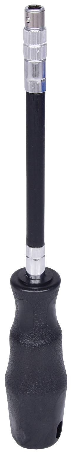 Eine schwarze Ratsche mit einem geraden Griff und einem silbernen, zylindrischen Kopf. Geeignet für mechanische Arbeiten.