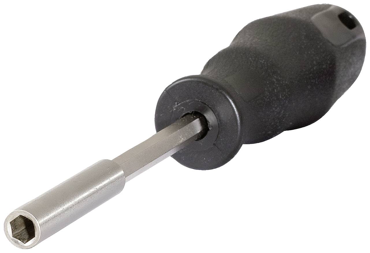 Sechskant-Schraubendreher mit schwarzem Griff, geeignet für verschiedene Schraubarbeiten.