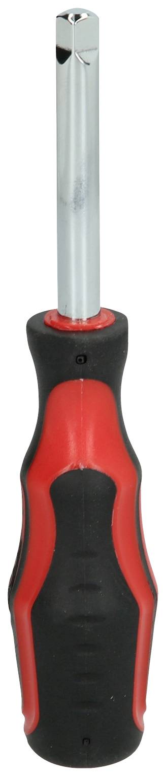 Schraubendreher mit schwarzem Griff und roten Akzenten, geeignet für Sechskantschrauben.
